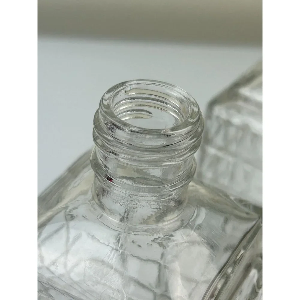 Vintage MCM Mid-Century KAROFF Whiskey & Scotch Clear Glass Barware Bottles